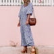 thumbnail image 4 of Vestido informal con estampado floral estilo bohemio para mujer, traje de vacaciones con cuello en V y mangas abullonadas FLhrweasw Para estrenar, 4 of 9