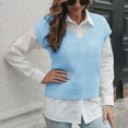 thumbnail image 3 of Suéter Sin Mangas De Punto Para Mujer ANGGREK Chaleco Azul Cielo L, 3 of 6