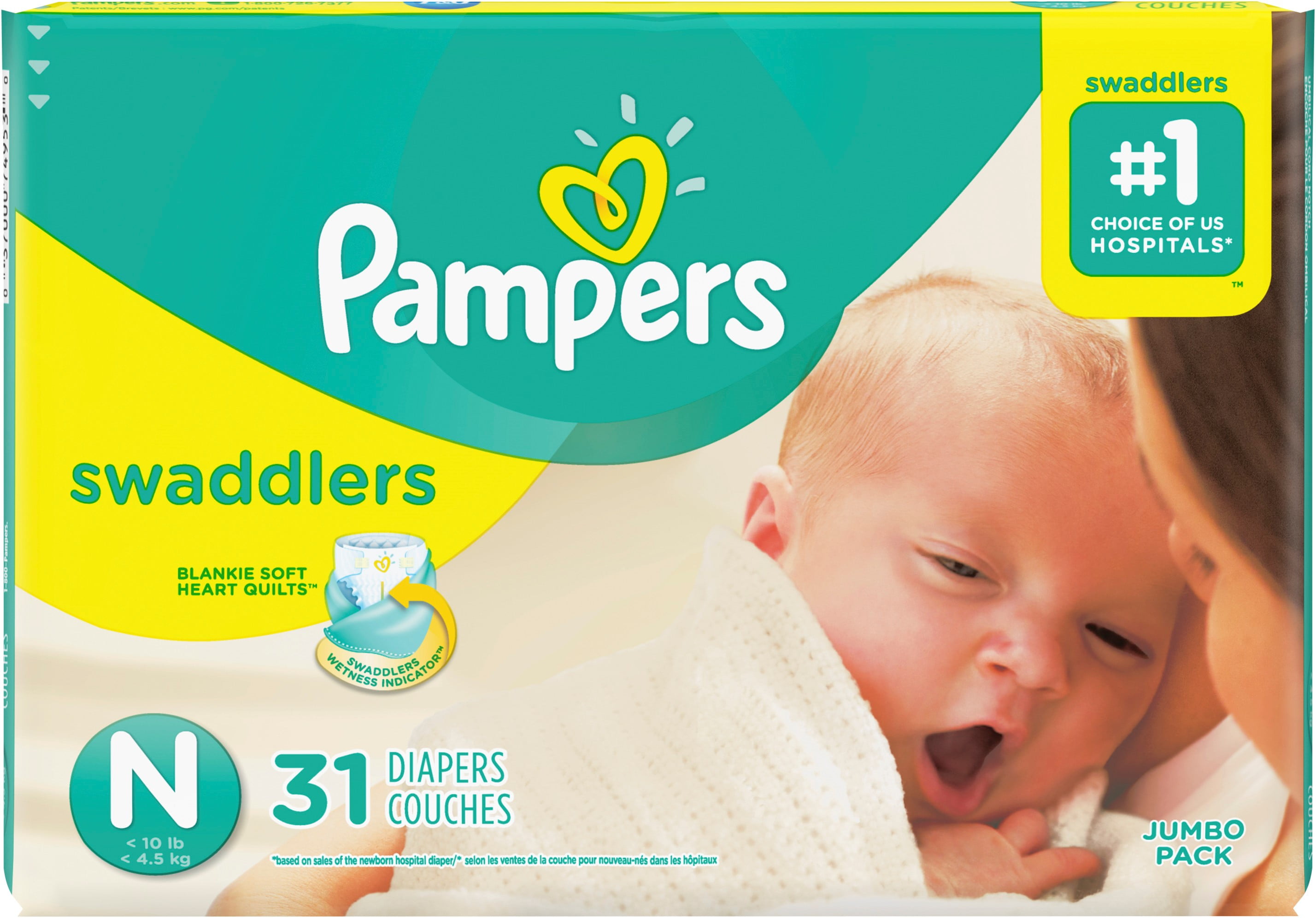 Uitscheiden Methode Prediken Pampers Swaddlers Jumbo Pack Diapers, Size N 31 ea (Pack of 4) - Walmart.com