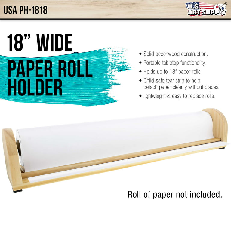 US Art Supply 18 inch Wooden Tabletop Paper Holder & Dispenser Child-Safe  Tear Strip 