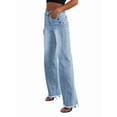 thumbnail image 3 of Women'S Wide Leg Jeans High Waisted Strechy Raw Hem Pants Light Blue XXL, 3 of 7
