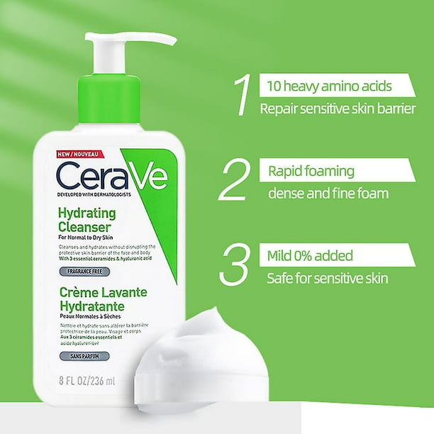 Qian Hydrating Facial Cleanser Moisturizing Non drying Non foaming Gentle Face Wash With Hyaluronic Acid Ceramides 236ml
