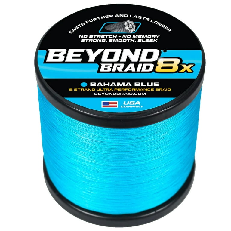 Beyond Braid Braided Fishing Line - Abrasion Resistant - No Stretch - Super  Strong - Thin Diameter SuperLine- Camo - 4 Strand & 8 Strand Braided Line  (Bahama Blue 8X, 40LB (2000 Yards)) 