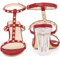 thumbnail image 3 of Slingback Heel Chunky Clear Heels Sandalias para Mujer Rojo US 7, 3 of 6