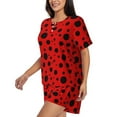 thumbnail image 2 of Bixox Women's Ladybug Pattern Printed Pajama Set 2 Piece Lounge Set Top and Shorts Soft Pajamas, Shorts with Pockets, 2 of 7