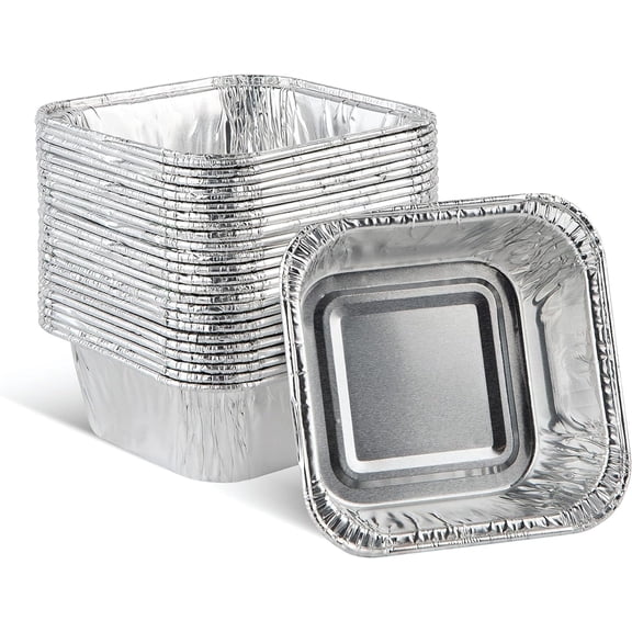 PLASTICPRO Aluminum Foil Baking Pans 3" x 3" x 2" Square Tin Foil Cake Pan for Ovens