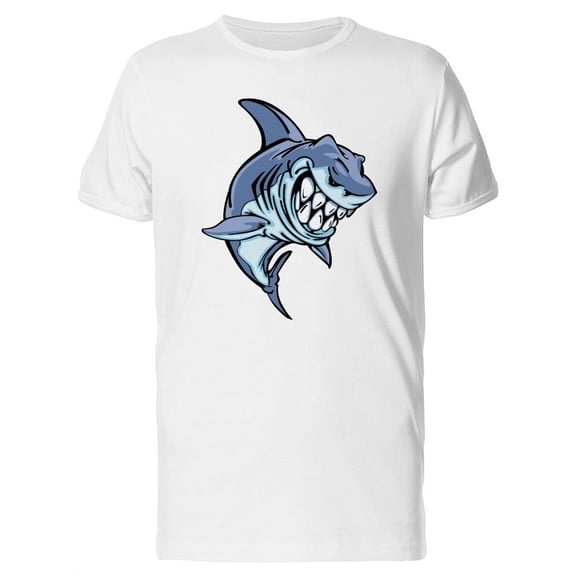 Happy Shark Mascot Cartoon T-Shirt Men -Image by Shutterstock, Male Large