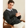 thumbnail image 4 of Kallspin Men's V Neck Sweater Cotton Relaxed Fit Long Sleeve Knit Lightweight Pullover(Charcoal,3X-Large), 4 of 9