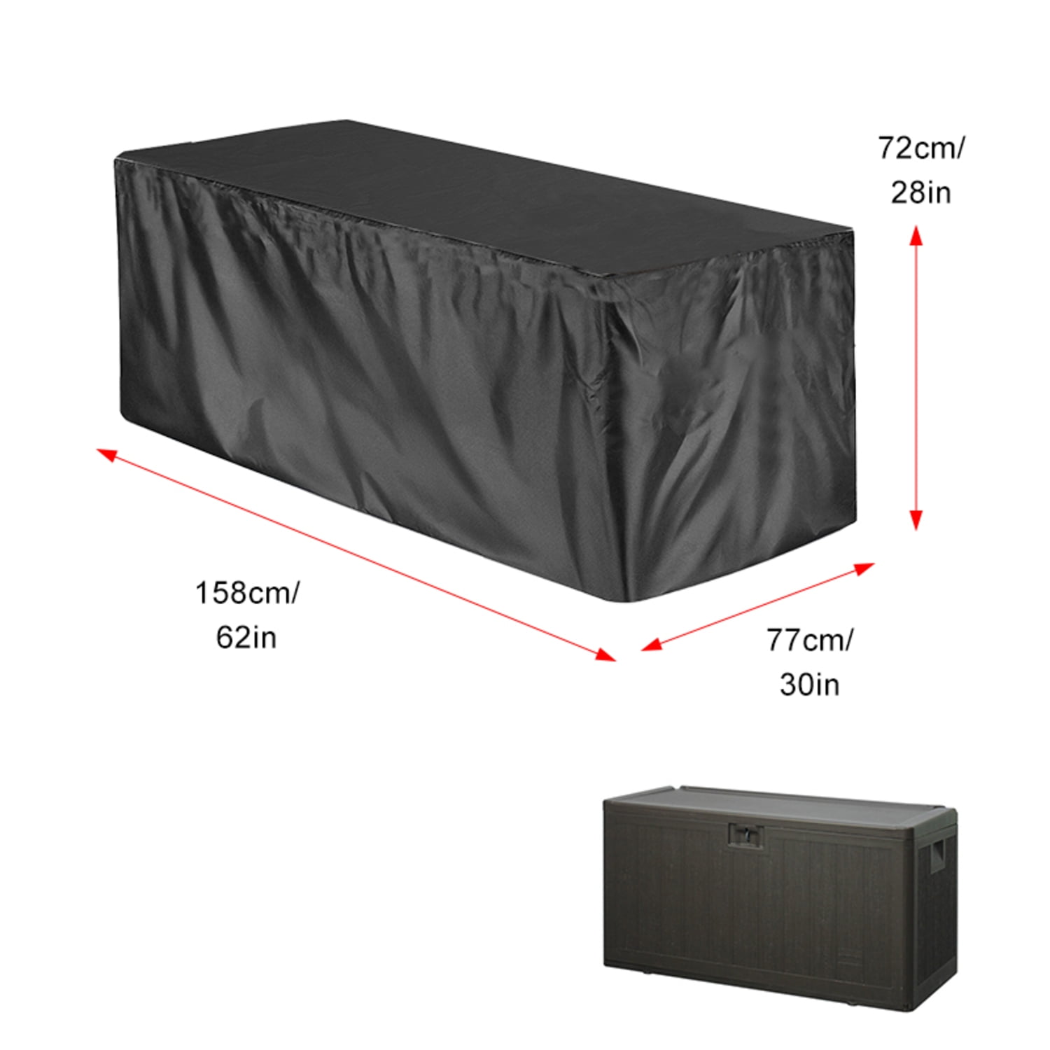 OPTUTUS Heavy Duty Deck Box Cover, Waterproof and UV Resistant Outdoor Storage Cover, Fits 62"x30"x28"