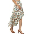 thumbnail image 4 of INSPIRE CHIC Floral Chiffon Skirt for Women's High Waist Ruffle Hem Tiered Skirt XS White, 4 of 5