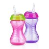 Nuby No-Spill Clik-It Flex Straw Cup, 12 Months Plus Pink and Purple