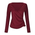 thumbnail image 3 of YUHAOTIN Graphic T Shirts for Women Trendy Women's Solid Color V Neck Asymmetrical Three Button Sexy Slim Fit Long Sleeve Top Womens Plus Size T Shirts Graphic Tees, 3 of 7