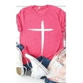 thumbnail image 3 of Distressed Cross White Ink Graphic Tee T-Shirt PLUS, 3 of 10