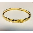 thumbnail image 6 of 10K 8in Yellow Gold Diamond Cut/Textured Bangle with Latch Clasp, Approx 5g, 6 of 8