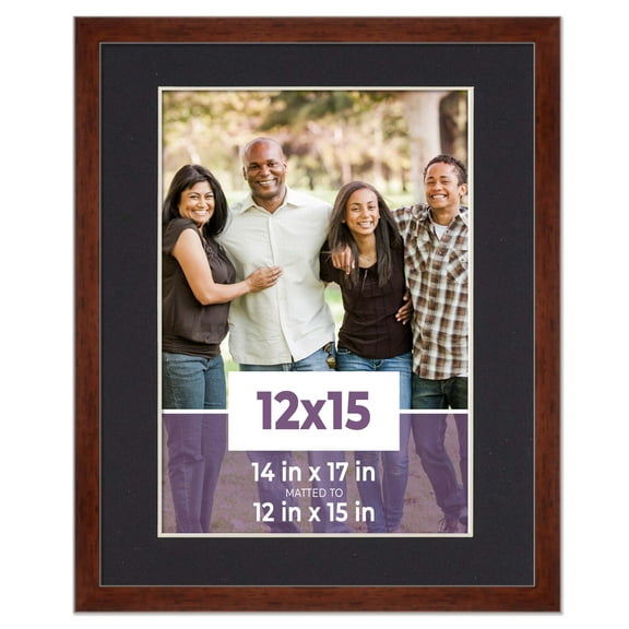 12x15 Frame Walnut With Black Picture Mat For 12x15 Photo - Walnut 14x17 Frame To Display Print or