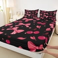 thumbnail image 3 of Homewish Kids Princess Bow-tie Twin Sheet Sets for Teens, Kawaii Cherry Twin Fitted Sheet, Black Red Cartoon Theme Flat Sheet, Super Cozy Room Decor, 3-Piece, 3 of 7