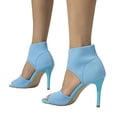thumbnail image 4 of Mostsola Womens Sandals Sexy Peep Toe Knit Heels Dress Shoes Slip on Stiletto Summer Booties, 4 of 7