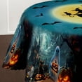 thumbnail image 5 of Langever Halloween Spooky Tablecloth 60×60" – Ghost, spider web, Wrinkle - Free Washable Cloth, Perfect for Haunted Dinner Parties, 5 of 6
