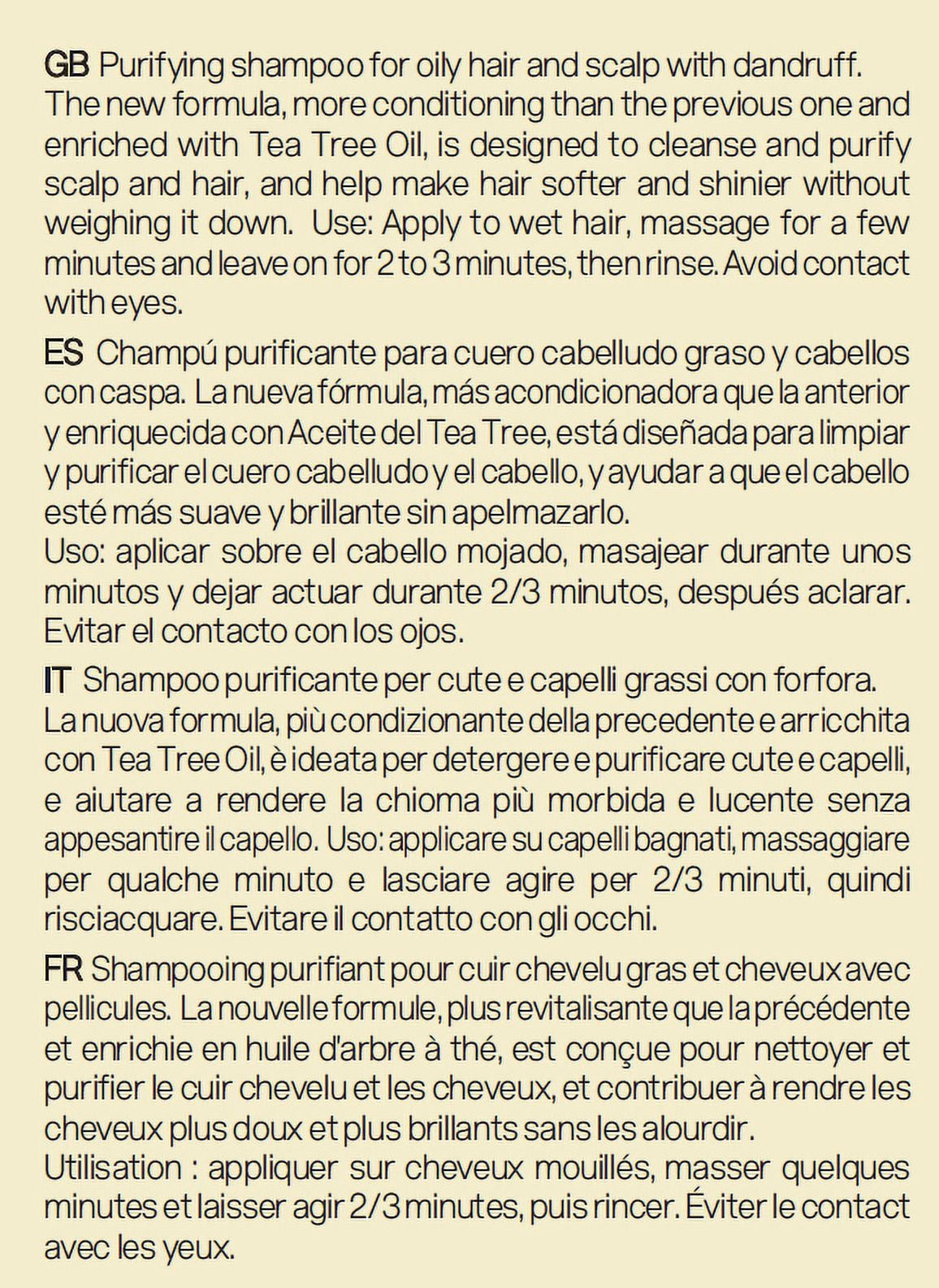 Linange Italy - Purifying Shampoo - with Tea Tree Oil - pH 5.3/5.7-965 ml