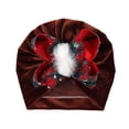 thumbnail image 3 of Summer Sales Under $5 Brown Undercap Under Scarf for Women GIJNRIUIUA Christmas Big Bow Turban Hats Bohemia Cap Girls Headwear Bun Knot Beanie, 3 of 3