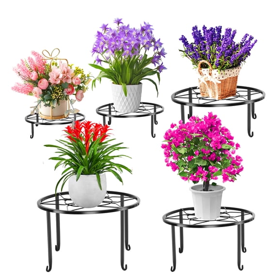 5 Pack Metal Plant Stand - Heavy Duty Rust Proof Iron for Indoor Outdoor Garden Patio