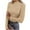 Khaki, variant on ShiShine Women's Lettuce Trim Mock Neck Long Sleeve Tops 2025 Casual Dressy Ribbed Knit Slim Fit Tee Shirt