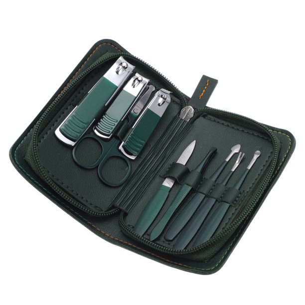 Conjunto de cortaúñas de cola redonda de moda de 9 piezas Unique Bargains cortaúñas para los pies verde