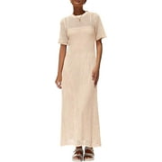 PRETTYGARDEN Womens Eyelet Cover Up Dress Summer Vacation Resort Maxi Dresses Beach Short Sleeve Hollow Out Sundress