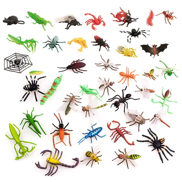 39pcs Simulation Insects Trick Toys Party Prank Props Insect Models Toy Desktop Ornament Mini Animal Insects