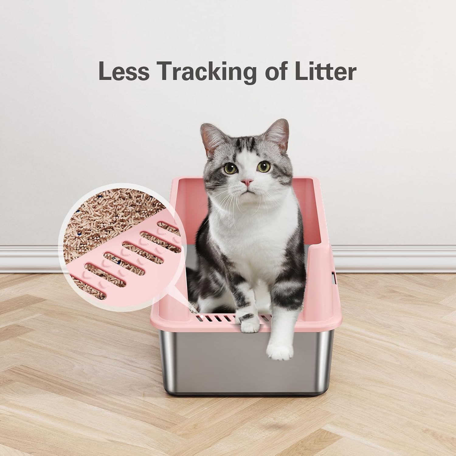 Stainless Steel Litter Box, Multi-Color Litter Box - High Sided, Small Metal Litter Box for Kittens - Easy to Clean, Leak-Proof, Non-Stick, Odor-reducing