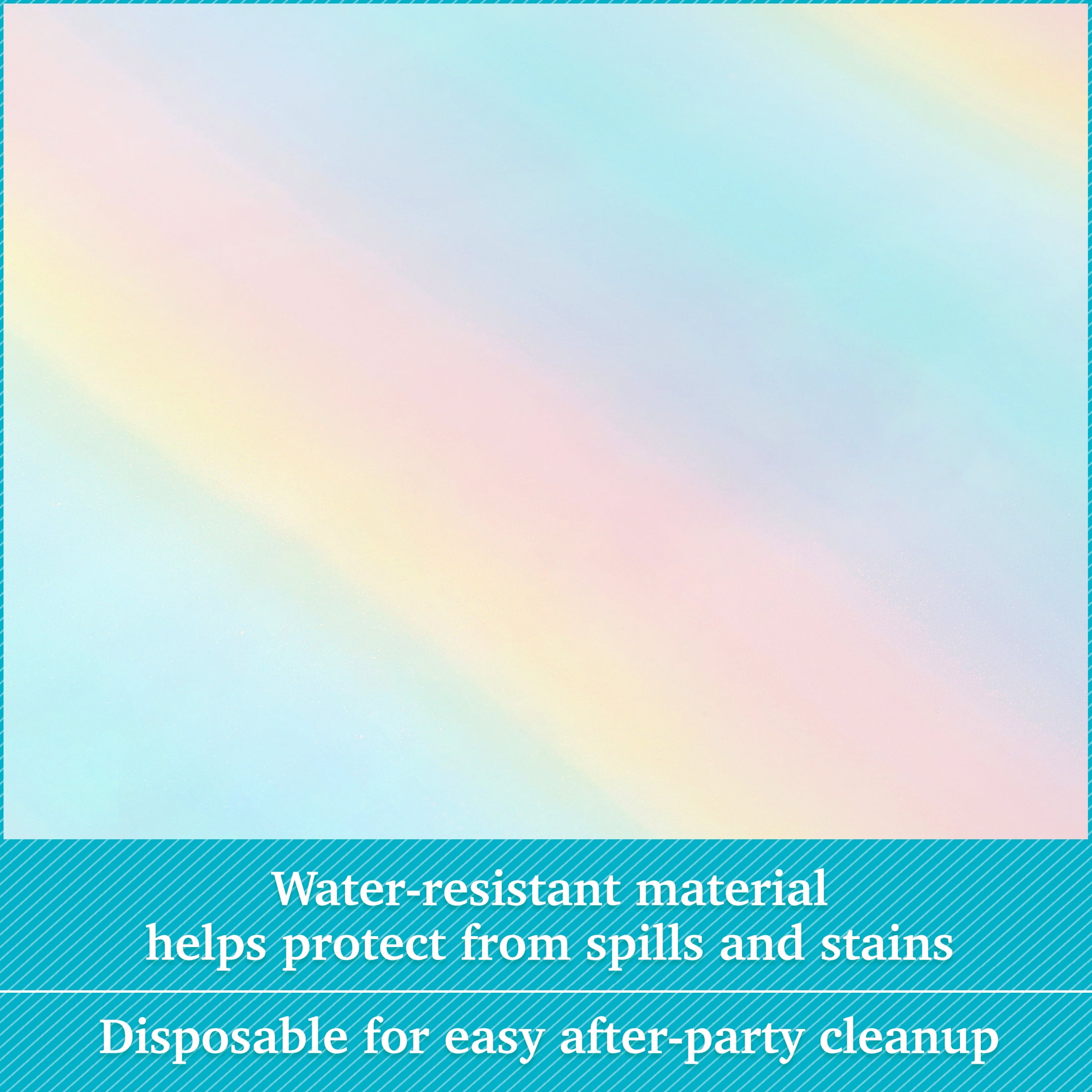 Way to Celebrate! Rainbow Pastel Foil Party Tablecloth, 84in x 54in