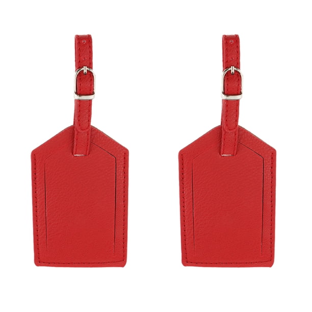 Paquete de 2 Etiquetas de Equipaje Hugo de material cuero PU Rojo Etiquetas impermeables para equipaje