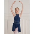 thumbnail image 3 of Alvivi Kids Girls Rhinestones Sleeveless Mock Neck Ice Skating Ballet Latin Dress Leotards Navy Blue 12, 3 of 7