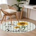 thumbnail image 4 of Round Rugs 4Ft, Sunflowers Farmhouse Round Area Rug Washable Indoor Throw Carpet, Sage Green Plaid Pastoral Rustic Soft Non Slip Circle Rug for Kitchen Nursery Room Home Decor Aesthetic, 4 of 8