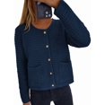 thumbnail image 4 of Women Knit Cardigan Sweaters Fall Fashion Long Sleeve Button Down Trendy Casual Jacket Winter Clothes Dark Blue XL, 4 of 9