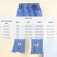 thumbnail image 2 of HAOTAGS Jeans for Girls,Flared Fit Crown Pearl Elastic Waist Slim Western Denim Pants Light Blue 11-12 T, 2 of 8