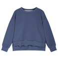 thumbnail image 6 of Kids' Sweatshirt Side Slit Dropped Shoulder Crewneck Long Sleeve Casual Pullover Basic Comfortable Solid Color Fall Top, 6 of 6