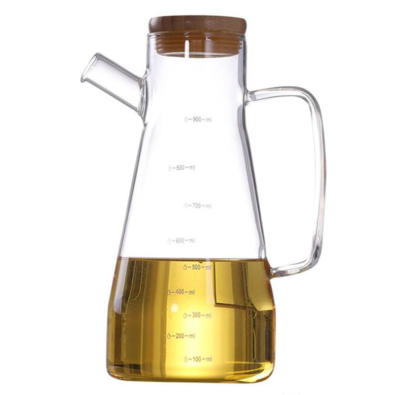 Sonline 900Ml Transparent Glass Oil Bottle Suitable for Kitchen Tools Soy Vinegar Sauce Container with Handle Oil Bottle 