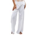 thumbnail image 1 of Womens Slit Leg Pants Flowy Tie Dye Palazzo Style Pant Lounge Pants Beachwear, White Style, Size: S/M, 1 of 6