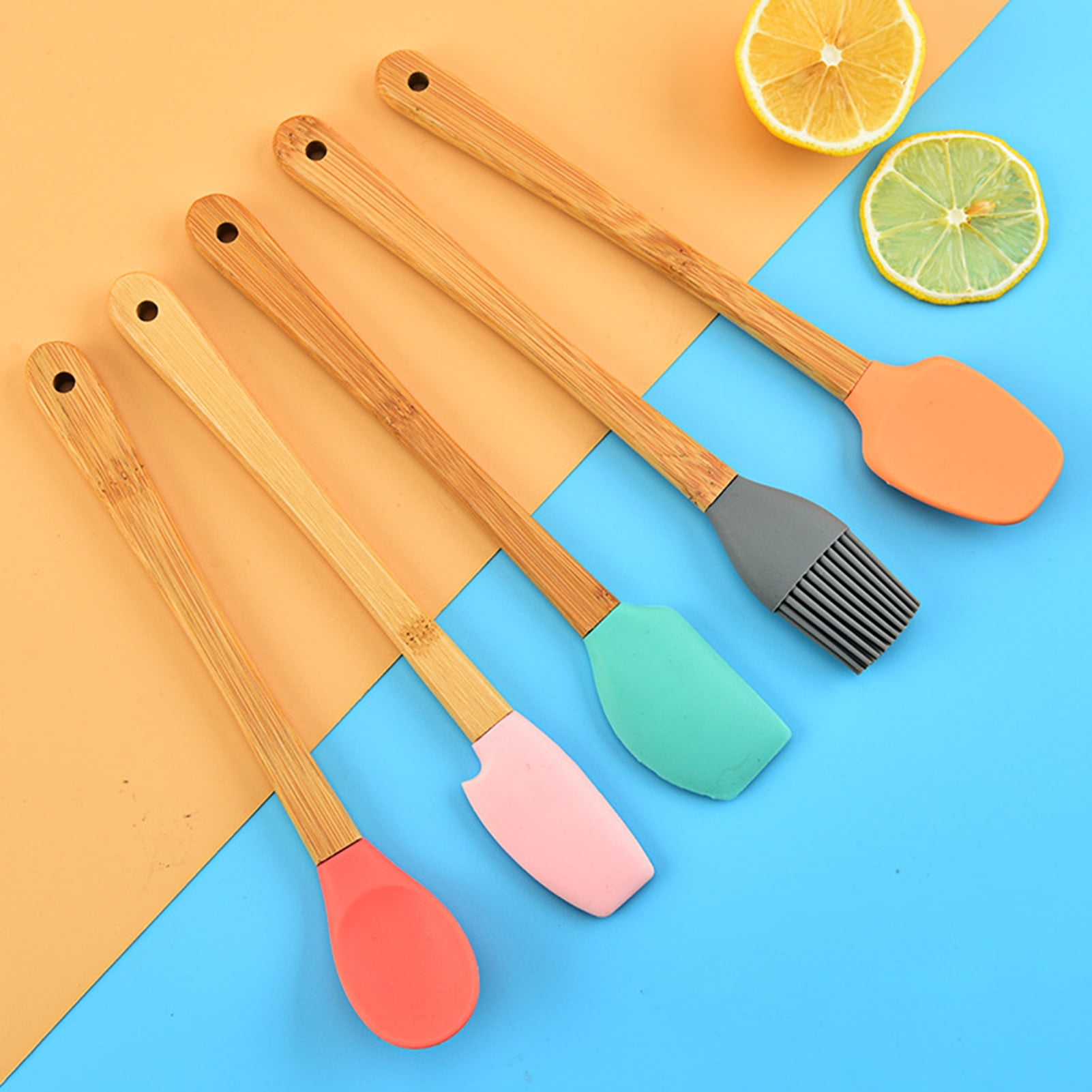 OVENTE 5 Multi Color Silicone Spatulas, Food Grade Rubber, Heat Resistant,  Stainless Steel Core 