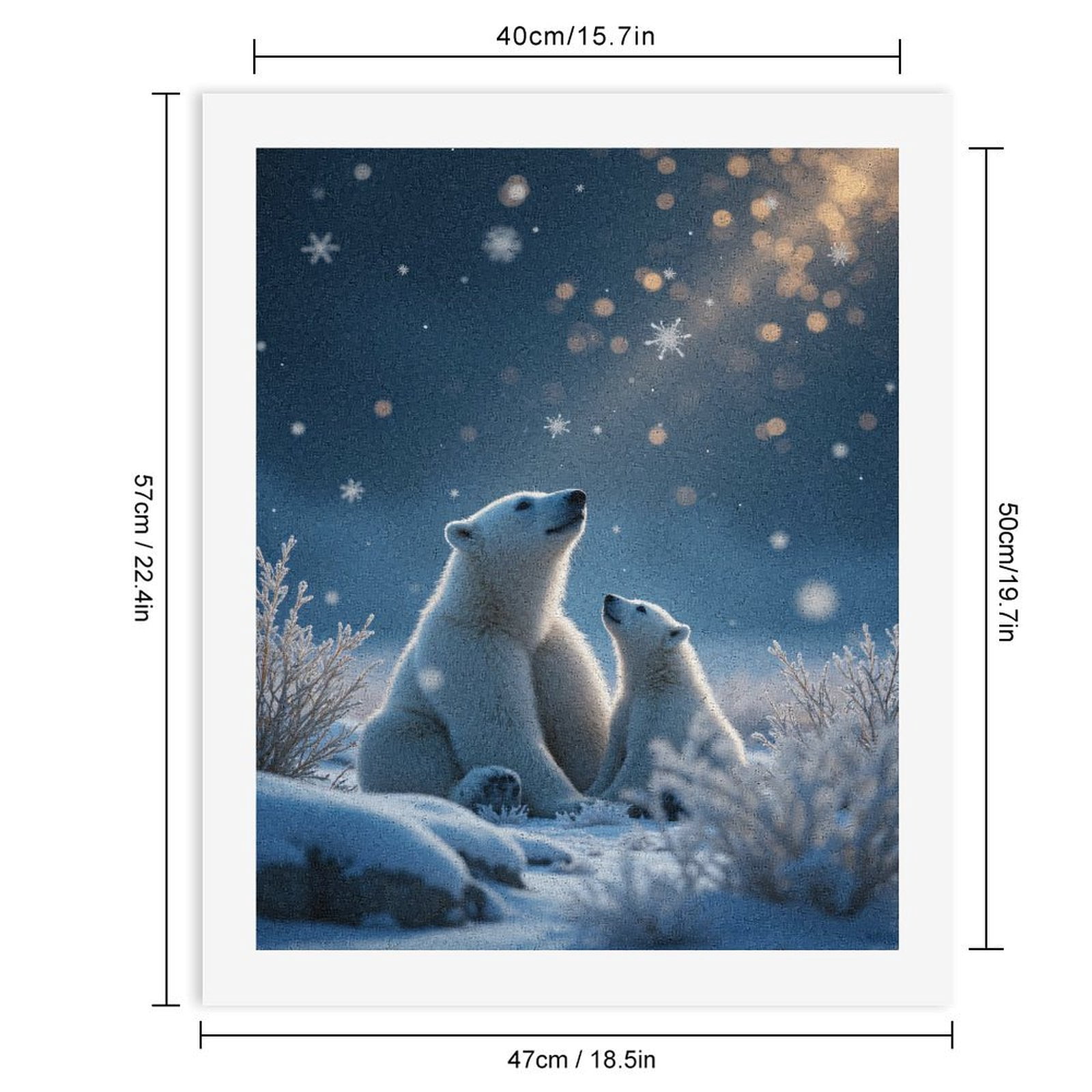 Paint by Numbers Kit for Adults, Polar Bears Snowy Night Paint by Numbers, Easy Paint by Numbers Kit for Adults Beginner, DIY Adult Paint by Number Kits on Canvas, Home Decor