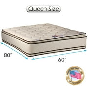 Coil Comfort Two-Sided Pillow Top Queen Mattress Only with Mattress Cover Protector Included - Fully Assembled, Orthopedic, Good for your back, Longlasting Comfort by Dream Solutions USA