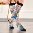 thumbnail image 5 of FORMRS Womens Knee High Socks Casual Long Thick Travel Daily Wear, 2 Pairs, Vibrant Flowers, 5 of 6