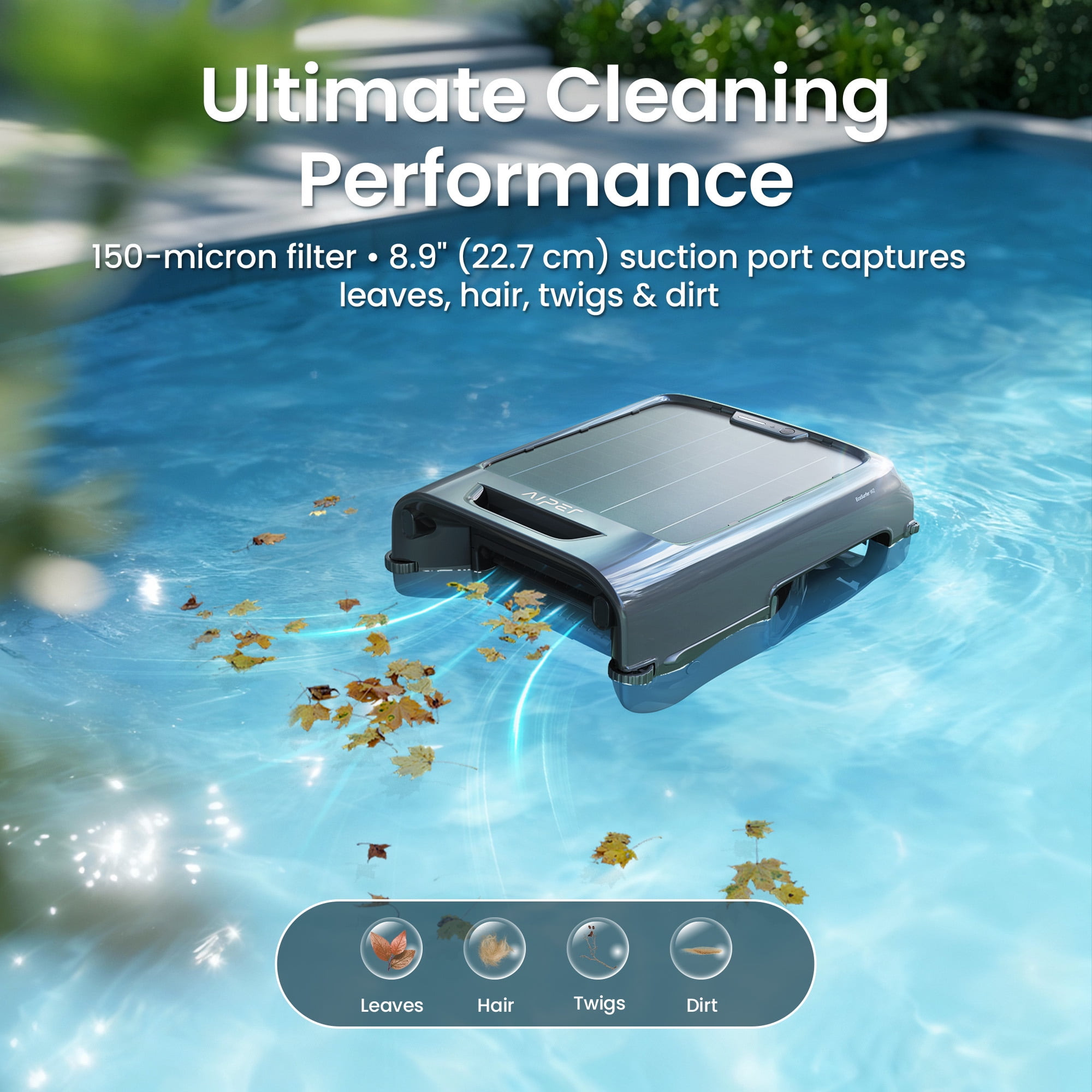 Aiper EcoSurfer W2 Cordless Robotic Pool Skimmer for Pool Surface Cleaning