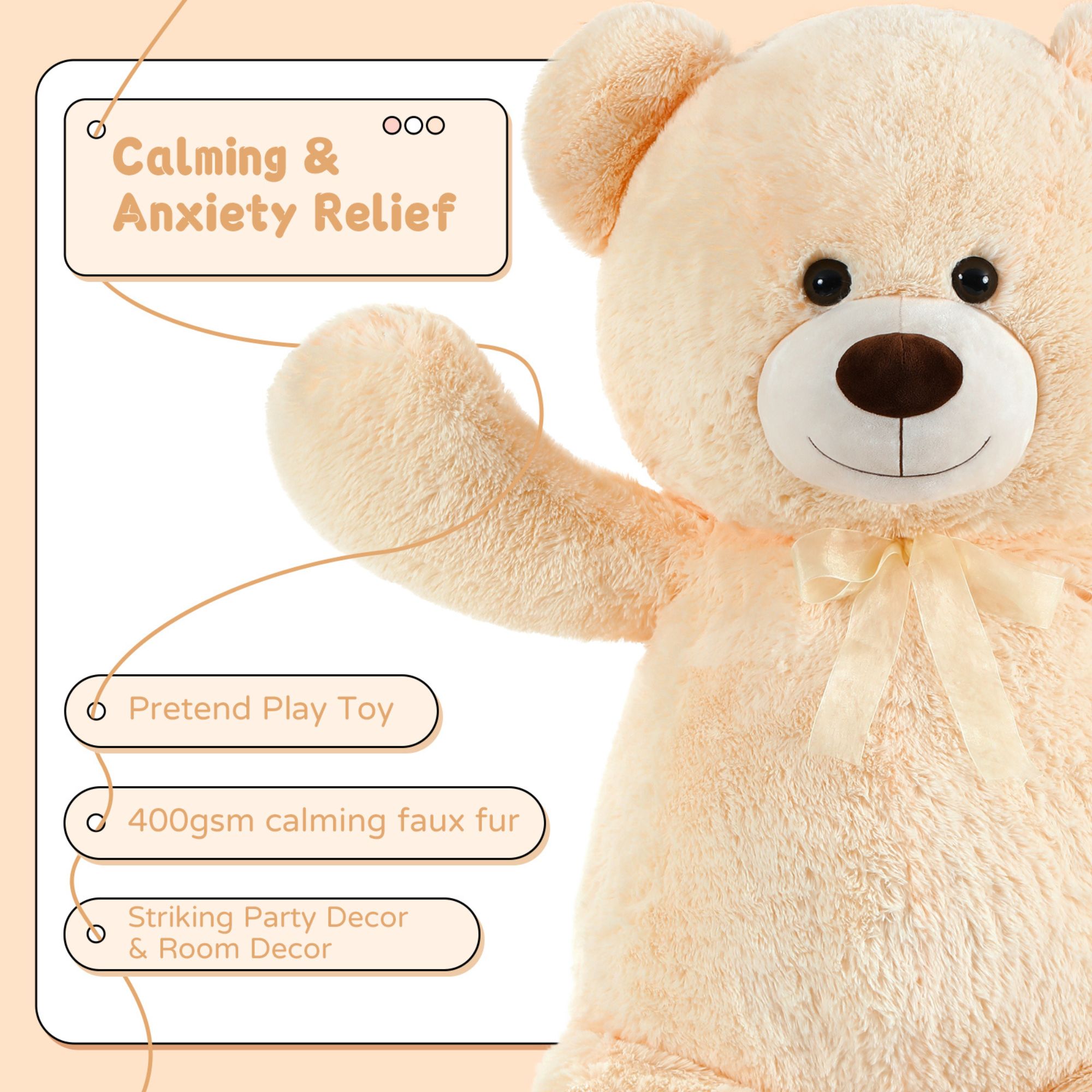 Morismos Giant Teddy Bear 35.4-Inch Plush Toy photo 2