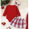 thumbnail image 4 of Hat Girl Preemie Receiving Blankets Twin Baby Set Headband Bundle Cute Baby Stuff Cute Girl Fall Winter Outfit Long Sleeve Christmas Santa Romper Plaid Bow Skirt Set Headband 3 Red 3-6 Months, 4 of 9