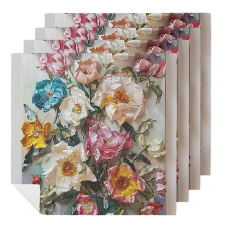 

Facannap Flowers Cloth Napkins for Hotel Home Banquet Atmosphere Embellishment Reusable Polyester Napkin Home Decor 6 PCS