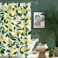thumbnail image 2 of 84 Inch Wide Lemon Shower Curtain Sets Green Leaves Plant Design Shower Curtain Modern Bathroom Decoration Curtain 84"×72" with 12 Hooks Waterproof Bathroom Accessories, 2 of 6