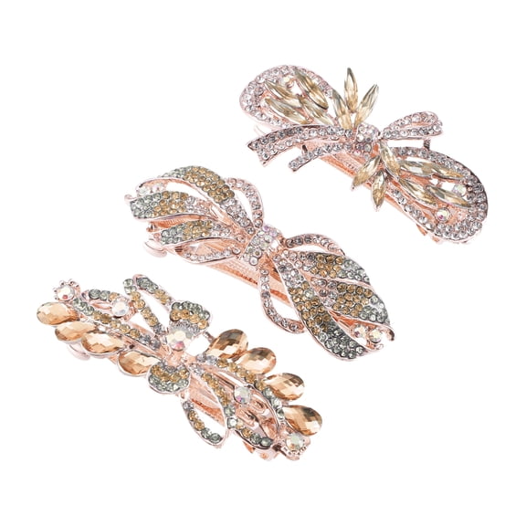 3 Pcs Hair Barrettes Hair Accessories for Women Sparkly Glitter Rhinestones Hair Clips Champagne