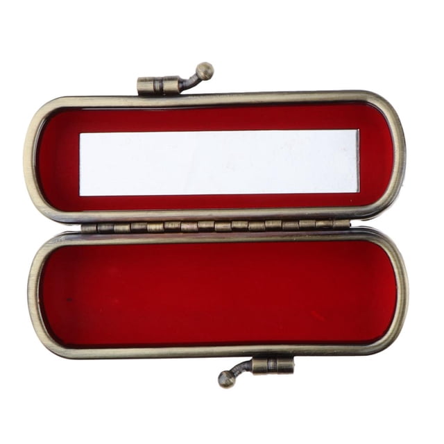 Vintage PU Leather Lipstick Case, Lipstick Box with Mirror And Metal Button